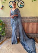 Georgette Grey Party Wear Sequence Work Saree